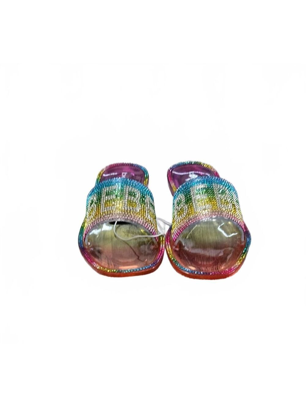 bebe Girls Rainbow Crystal Slide Sandals